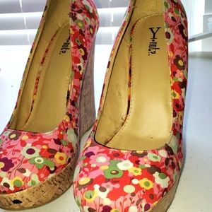 Floral platform shoes